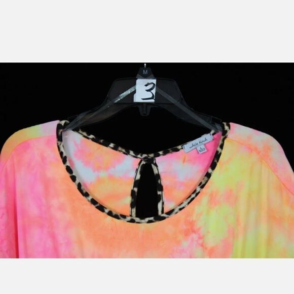 WHITE BIRCH LEISURE ROMPER TIE DYE LEOPARD TRIM SIZE LARGE NWOT - Picture 9 of 11